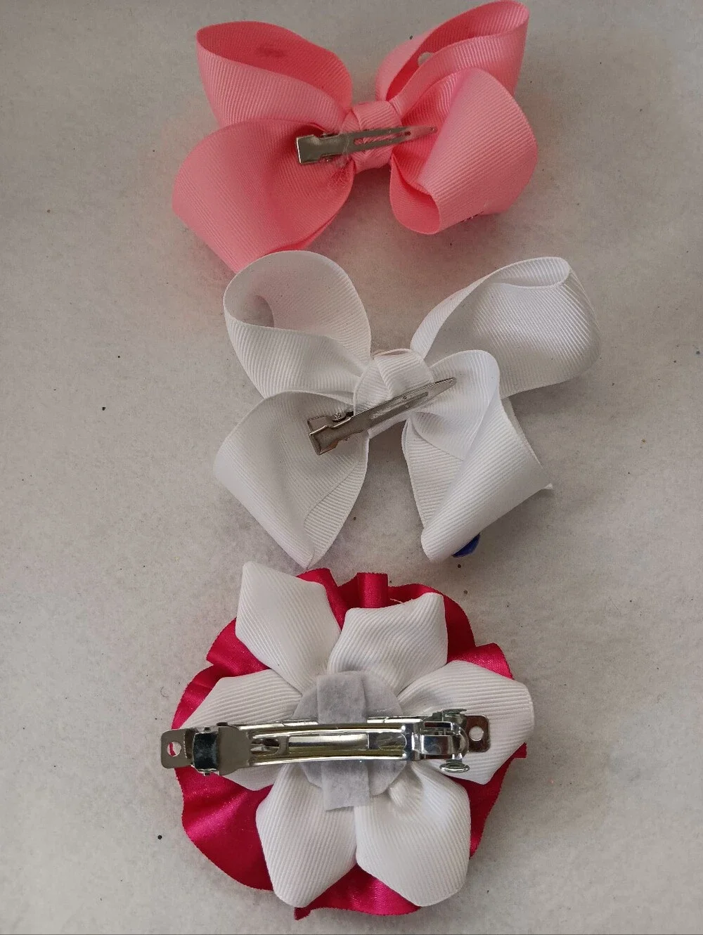 Set of 3 Pink & White Decorative Hair Bows